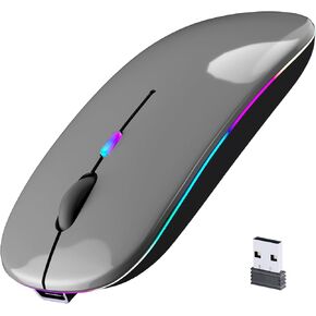 Afaartcci Rechargeable Wireless Mouse, Silent Bluetooth Mouse (Black) | ergonomic design,Bluetooth 5.2 and 2.4GHz USB Receiver,Portable Computer Mouse for Laptops, iPads, MacBooks & Apple Devices in Saudi Arabia