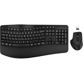 Wireless Keyboard and Mouse Combo, EDJO 2.4G Full-Sized Wave Keys Ergonomic Keyboard and Wireless Optical Mouse, Energy-Saving Wireless Mouse Keyboard for Computer, Mac, Laptop, PC, Windows(Black) in Saudi Arabia