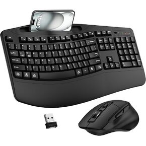 Wireless Keyboard and Mouse Combo, 2.4G Ergonomic Wave Keys(Black) in Saudi Arabia