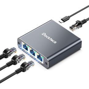 Ethernet Splitter 1 to 3 1000Mbps, Dockteck Internet Cable Splitter | 1 in 3 Out High Speed Switch Network Gigabit for LAN RJ45 Port Router Switch Work with Cat5/5e/6/7/8 Cable(Black) in Saudi Arabia