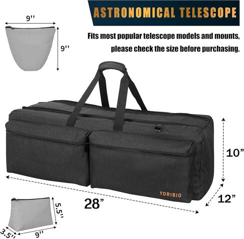 TORIBIO 28" Large Telescope Bag Case for Telescope Tube & Tripod | Soft Padded, Divider, Compatible with Gskyer ToyerBee Celestron Telescope, Shoulder Strap, Multi-pockets in Saudi Arabia