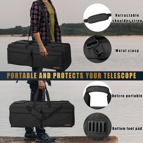 TORIBIO 28" Large Telescope Bag Case for Telescope Tube & Tripod | Soft Padded, Divider, Compatible with Gskyer ToyerBee Celestron Telescope, Shoulder Strap, Multi-pockets in Saudi Arabia