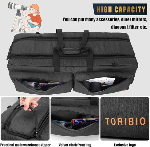 TORIBIO 40" Large Telescope Bag Case for Telescope Tube & Tripod | Soft Padded, Divider, Compatible with Gskyer ToyerBee Celestron Telescope, Shoulder Strap, Multi-pockets in Kuwait