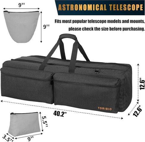 TORIBIO 40" Large Telescope Bag Case for Telescope Tube & Tripod | Soft Padded, Divider, Compatible with Gskyer ToyerBee Celestron Telescope, Shoulder Strap, Multi-pockets in Kuwait