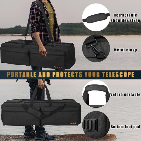 TORIBIO 40" Large Telescope Bag Case for Telescope Tube & Tripod | Soft Padded, Divider, Compatible with Gskyer ToyerBee Celestron Telescope, Shoulder Strap, Multi-pockets in Kuwait