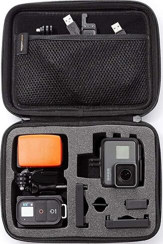 Amazon Basics Small Portable Protective Carrying Case for GoPro and Action Camera, Padded with Secure Handle, 9 x 7 x 2.5 inches, Black in Kuwait