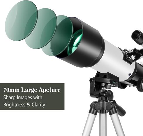 Telescopes, Telescope for Kids and Adults Beginners, 70mm Aperture 400mm Focus Length Refractor Travel Telescope with AZ Mount for Observe The Moon and Landscape (White) in Saudi Arabia