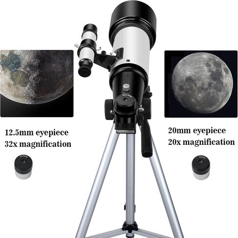 Telescopes, Telescope for Kids and Adults Beginners, 70mm Aperture 400mm Focus Length Refractor Travel Telescope with AZ Mount for Observe The Moon and Landscape (White) in Saudi Arabia