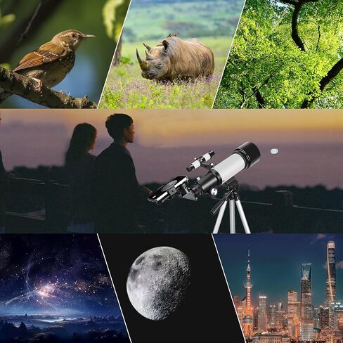 Telescopes, Telescope for Kids and Adults Beginners, 70mm Aperture 400mm Focus Length Refractor Travel Telescope with AZ Mount for Observe The Moon and Landscape (White) in Saudi Arabia
