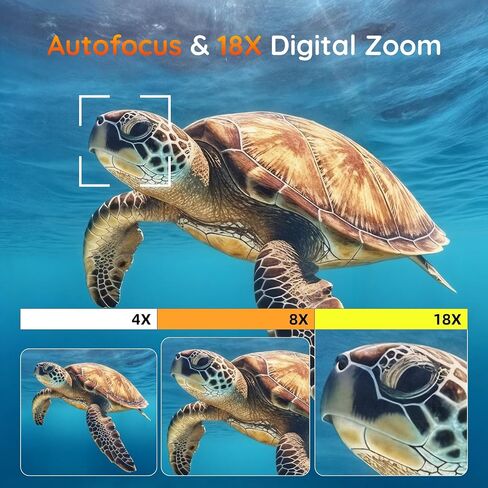 33FT Underwater Camera,Rugged 8K Waterproof Camera 70MP for Snorkeling | Autofocus Floatable Digital Waterproof Camera with Dual Screens,18X Zoom,2500mAh Battery for Swimming, Surfing, Orange(16GB) in Kuwait
