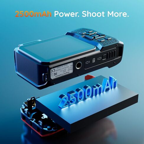 33FT Underwater Camera,Rugged 8K Waterproof Camera 70MP for Snorkeling | Autofocus Floatable Digital Waterproof Camera with Dual Screens,18X Zoom,2500mAh Battery for Swimming, Surfing, Orange(16GB) in Kuwait