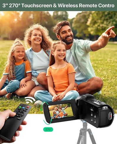 4K Video Camera Camcorder 64MP Vlogging Camera for YouTube 3.0" Touch Screen 18X Digital Zoom IR Night Vision with External Stereo Microphone,Remote,Lens Hood,Handheld Stabilizer,32G Card &2 Batteries in Saudi Arabia