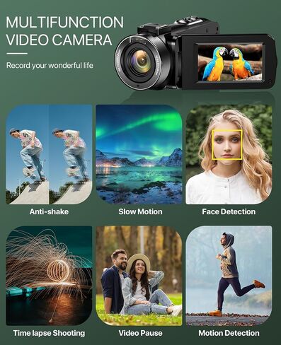 4K Video Camera Camcorder 64MP Vlogging Camera for YouTube 3.0" Touch Screen 18X Digital Zoom IR Night Vision with External Stereo Microphone,Remote,Lens Hood,Handheld Stabilizer,32G Card &2 Batteries in Saudi Arabia