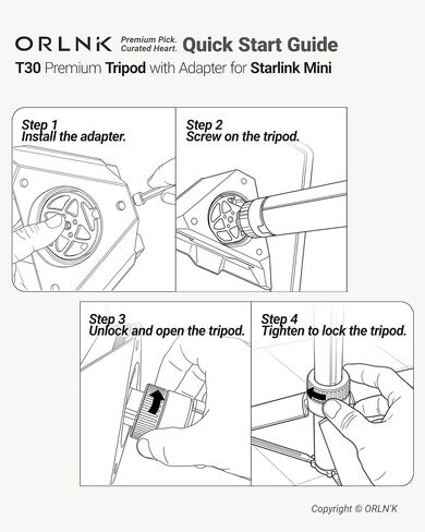 ORLNK T30 Starlink Mini Tripod Stand Mount for All Starlink Mini Models | Upgraded Aluminum Tripod for Outdoor Camping RV Travel in Saudi Arabia