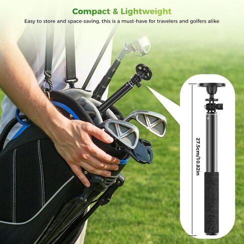 Golf Selfie Stick Tripod & Ground Spike to Record Swing, Phone Mount | Golf spike& tripod, strong magnetic mount, 11.4–47in adjustable pole, 1/4" thread, portable& compact, durable aluminum design in Saudi Arabia