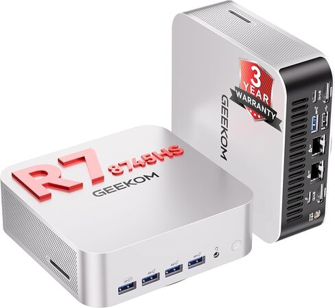 GEEKOM Barebones A8 Max Office Mini PC|AMD Ryzen 7 8745HS (Beats 7735hs) | Without RAM/SSD/OS(Memory Free),Dual LAN Mini Desktop Computer[3-Year Coverage] ,Radeon 780M/USB4/8K in Saudi Arabia
