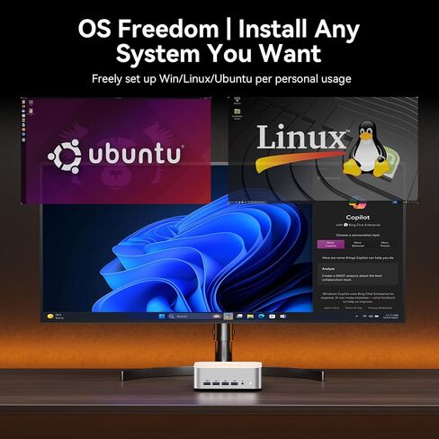 GEEKOM Barebones A8 Max Office Mini PC|AMD Ryzen 7 8745HS (Beats 7735hs) | Without RAM/SSD/OS(Memory Free),Dual LAN Mini Desktop Computer[3-Year Coverage] ,Radeon 780M/USB4/8K in Saudi Arabia