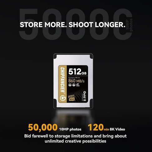 Gold II 512GB CFexpress 4.0 Type A Card VPG800 Certified Sustained Read 1780MB/s & Write 860MB/s for Photographers & Videographers - Sony Alpha FX RAW 8K/12K Video in Kuwait