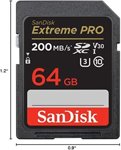 SANDISK 64GB Extreme PRO SDXC UHS-I Memory Card - C10, U3, V30, 4K UHD, SD Card - SDSDXXU-064G-GN4IN | UHS-I, V30, U3, Class 10, 4K video in Kuwait