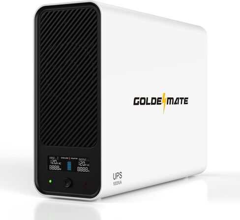 GOLDENMATE 1000VA/600W Lithium UPS Battery Backup & Surge Protector, White | Pure Sine Wave, 8 Outlets, Color LCD, 153.6 Wh LiFePO4 Backup Battery, Uninterruptible Power Supply for PC, Home Office in Saudi Arabia