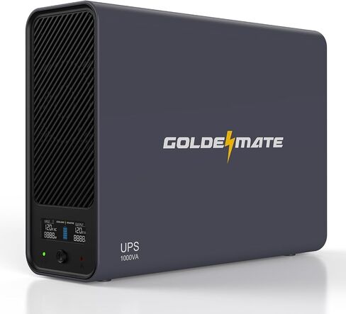 GOLDENMATE 1000VA/600W Lithium UPS Battery Backup & Surge Protector, White | Pure Sine Wave, 8 Outlets, Color LCD, 153.6 Wh LiFePO4 Backup Battery, Uninterruptible Power Supply for PC, Home Office in Saudi Arabia