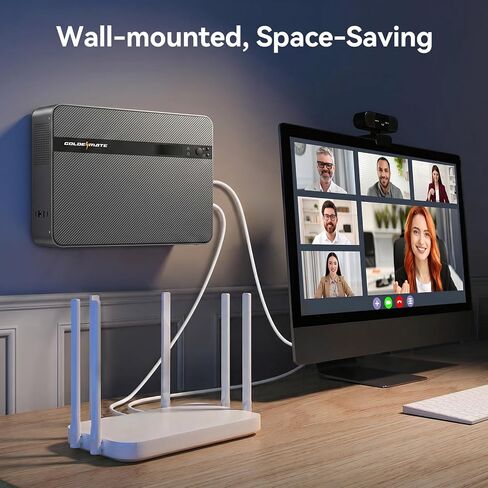 GOLDENMATE 1500VA / 1000W بطارية ليثيوم UPS احتياطية وواقي من زيادة التيار، رمادي | موجة جيبية نقية، بطارية احتياطية LiFePO4 بقدرة 230 وات في الساعة، 8 منافذ ومنفذين USB، حامل على الحائط، شاشة LCD، ضوء طوارئ مدمج in Kuwait