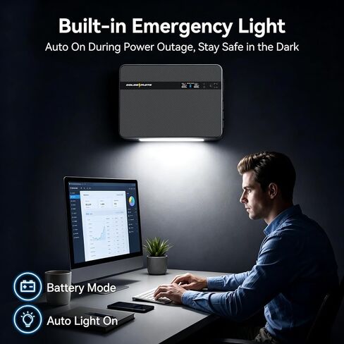 GOLDENMATE 1500VA / 1000W بطارية ليثيوم UPS احتياطية وواقي من زيادة التيار، رمادي | موجة جيبية نقية، بطارية احتياطية LiFePO4 بقدرة 230 وات في الساعة، 8 منافذ ومنفذين USB، حامل على الحائط، شاشة LCD، ضوء طوارئ مدمج in Kuwait