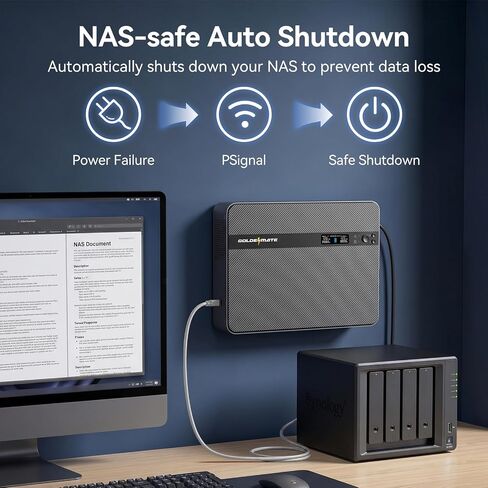 GOLDENMATE 1500VA / 1000W بطارية ليثيوم UPS احتياطية وواقي من زيادة التيار، رمادي | موجة جيبية نقية، بطارية احتياطية LiFePO4 بقدرة 230 وات في الساعة، 8 منافذ ومنفذين USB، حامل على الحائط، شاشة LCD، ضوء طوارئ مدمج in Kuwait