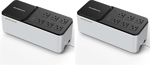 GOLDENMATE 600VA/360W Lithium UPS Battery Backup and Surge Protector | 6 Outlets, 2 USB Ports, Wireless Charging, Wall Mount, Compact Design, 76.8Wh LiFePO4 Backup Battery for Home Office Devices in Saudi Arabia