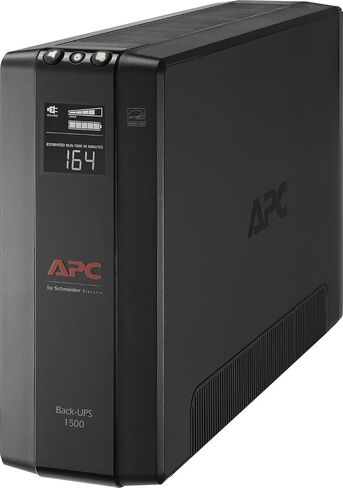 APC UPS 1500VA/900W Battery Backup for PCs, Office Electronics, BX1500M | Back-UPS Pro UPS for home offices. 10 outlets, LCD, AVR, surge protection, 68-min runtime (@100W) for PCs & workstations in Kuwait