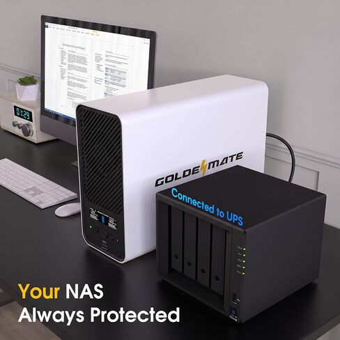 GOLDENMATE 1500VA/1000W Lithium UPS Battery Backup & Surge Protector, White | Pure Sine Wave, 8 Outlets & 2 USB Ports, LCD Display, 230Wh LiFePO4 Battery Backup for PC/NAS/Home Offices in Saudi Arabia