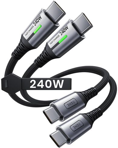 كابل INIU 240 واط USB C إلى USB C، [6.6 قدم + 6.6 قدم] سلك شحن سريع من النوع C | نايلون مجدول، شحن سريع، مؤشر LED، نقل بيانات USB-C، لهاتف iPhone 17 16 Pro، MacBook Pro، iPad، Samsung S26 إلخ in Kuwait