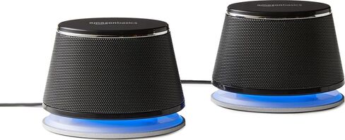 Amazon Basics Stereo 2.0 Speakers for PC or Laptop with Volume Control, 3.5mm Aux Input, USB-Powered, 1 Pair, Black in Kuwait