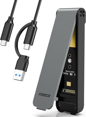 FIDECO M.2 NVMe SSD Enclosure, M.2 NVMe to USB Adapter, USB 3.2 Gen 2 (10Gbps) SSD Reader for M & M+B Key, Sandwich Style Design, Tool-Free Installation, Support UASP and Trim | NVMe SSD Reader and Adapter, Plug and Play, Aluminum & ABS, Black in Saudi Arabia