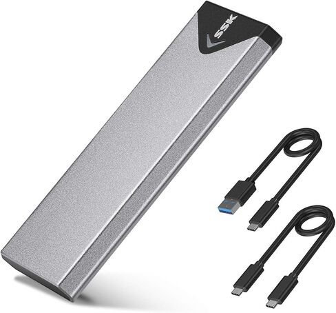 SSK M.2 إلى USB NVMe SATA SSD قارئ محول USB 3.2 Gen2 بسرعة 10 جيجابت في الثانية | لـ NVMe/SATA SSD، مفتاح M/B+M، شريحة RTL9210B، 10 جيجابت في الثانية PCIe، 6 جيجابت في الثانية NGFF، UASP، SMART & TRIM، 2240/2260/2280، LED، ألومنيوم in Kuwait