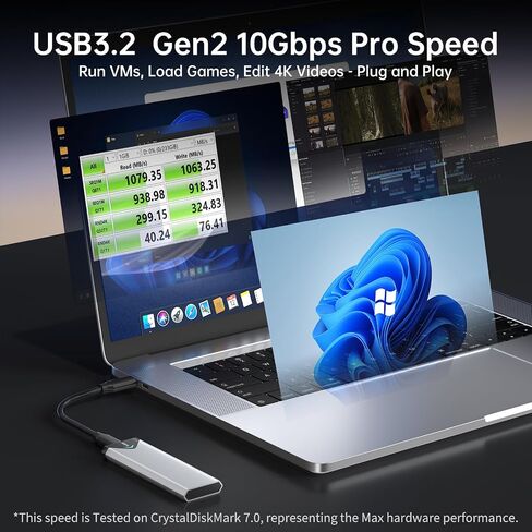 SSK M.2 إلى USB NVMe SATA SSD قارئ محول USB 3.2 Gen2 بسرعة 10 جيجابت في الثانية | لـ NVMe/SATA SSD، مفتاح M/B+M، شريحة RTL9210B، 10 جيجابت في الثانية PCIe، 6 جيجابت في الثانية NGFF، UASP، SMART & TRIM، 2240/2260/2280، LED، ألومنيوم in Kuwait