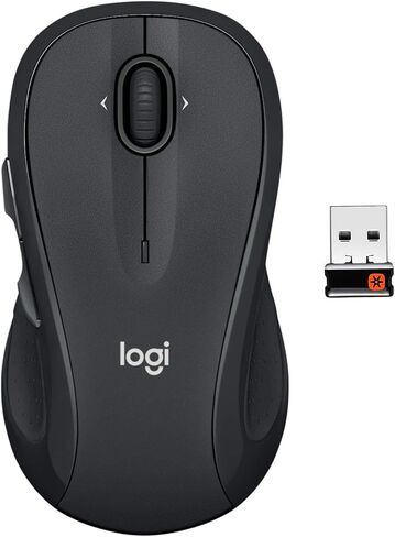 Logitech M510 Full Size Ambidextrous 2.4 GHz Wireless Mouse | 2.4 GHz USB-A Nano Receiver, tilt-to-scroll function, 2-year battery life, Windows Mac Linux compatible, certified for Chrome in Kuwait