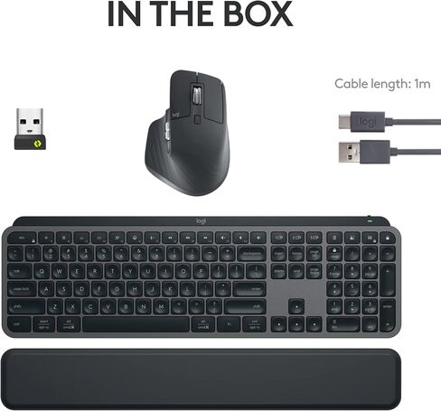 لوحة مفاتيح وماوس لاسلكية من لوجيتك MX Keys S Combo Performance - جرافيت | جهاز استقبال بلوتوث أو Logi Bolt USB متضمن، يتصل بما يصل إلى 3 أجهزة، مفاتيح ذكية بإضاءة خلفية، 8K DPI، تمرير سريع in Kuwait