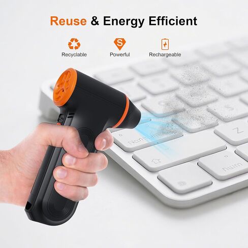 Compressed Air Duster,150000RPM Super Power air Blower,3-Speed Adjustable | rechargeable air duster with High speed brushless motor, 3-speed/multiple nozzles,for cleaning car, keyboard, computer, home. in Kuwait