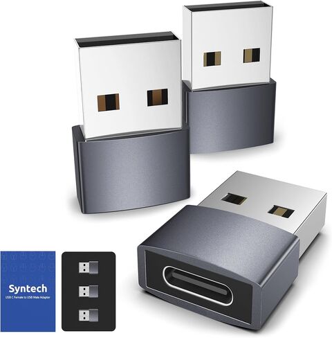 Syntech USB C to USB Adapter 3-Pack, Female to Male Converter, Aluminum | Type-C Charger Cable Power Converter for iPhone 17 Pro Max, iPad, AirPods, Samsung Galaxy, CarPlay, iWatch, Travel Essential in Saudi Arabia