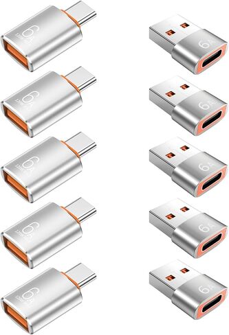 10-Pack 10Gbps/120W USB C to USB Adapter & C Male to 3.1 A Adapter,Orange in Kuwait