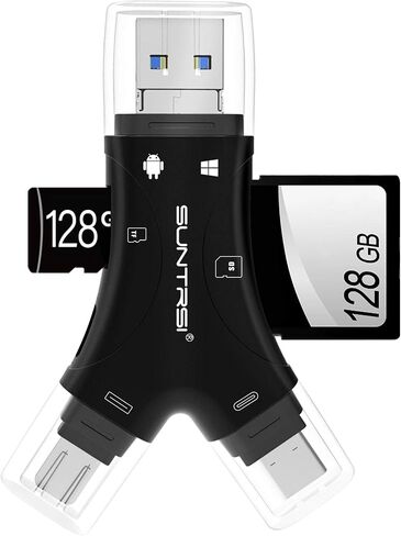 SD Card Reader for iPhone/ipad/Android/Mac/Computer/Camera,4 in1 Micro SD Card Reader Trail Camera Viewer, Portable Memory Card Reader SD Card Adapter for SD and TF Cards(White) in Saudi Arabia