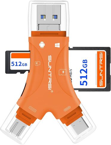 SD Card Reader for iPhone/ipad/Android/Mac/Computer/Camera,4 in1 Micro SD Card Reader Trail Camera Viewer, Portable Memory Card Reader SD Card Adapter for SD and TF Cards(White) in Kuwait