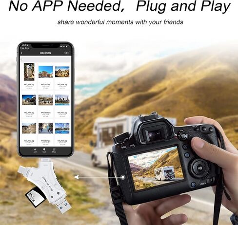 SD Card Reader for iPhone/ipad/Android/Mac/Computer/Camera,4 in1 Micro SD Card Reader Trail Camera Viewer, Portable Memory Card Reader SD Card Adapter for SD and TF Cards(White) in Kuwait