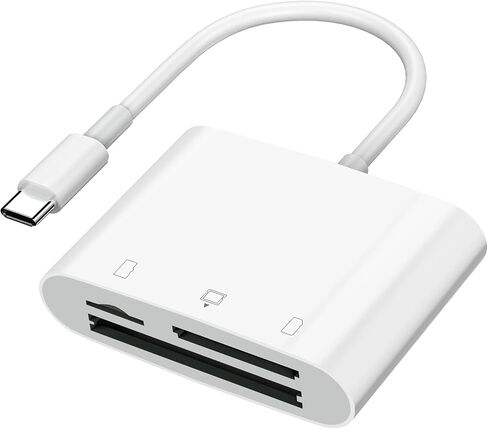 SD Card Reader for iPhone iPad Camera with USB C, Dual Card Slot USB 3.0 Memory Card Reader Supports SD/TF Card Trail Camera Viewer SD Card Adapter Portable Micro SD Card Reader No App Port Cards in Saudi Arabia