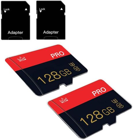 2 Pack 128GB Micro sd Card Class 10 Memory Card with Adapter High Speed TFCard for Tablet, Drone in Saudi Arabia
