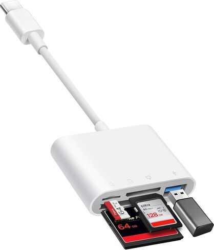 USB C to SD Card Reader, BnmxTek SD Card Adapter with SD MicroSD USB 3 Ports, USBC Memory Card Reader for iPhone 15 16, iPad, Mac, MacBook Pro/Air, Android and More USB-C/Type C Devices in Saudi Arabia