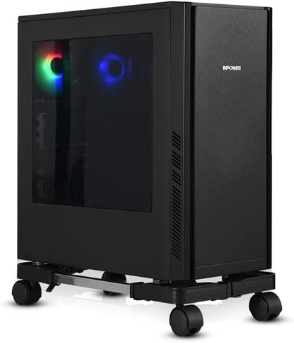 Computer Tower Stand, Adjustable Mobile CPU Stand with Rolling Caster Wheels, Premium PC Tower Stand Holder for Floor Carpet Gaming PC Case (black) in Saudi Arabia