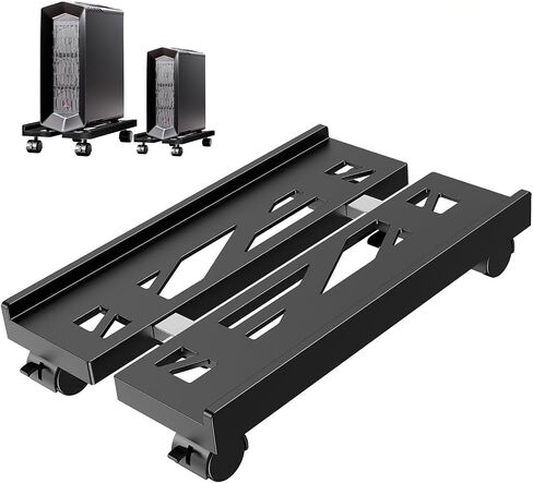 Pc Stand for Floor, Adjustable Computer Tower Stand for Carpet,Mobile CPU Stand with 4 Rolling Caster Wheels, PC Tower Stand Fits Most PC Under Desk-D-Black in Kuwait