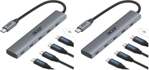 موزع USB C بسرعة 10 جيجابت في الثانية من Acer، وموزع USBC مع 4 منافذ USB C 3.2 ومنفذ PD بقدرة 100 وات | محول متعدد المنافذ من النوع C، نقل سريع للبيانات متوافق مع أجهزة MacBook Neo/Pro/Air، iPad، Surface Pro، XPS-0.5FT 【لا يوجد مخرج فيديو】 in Kuwait